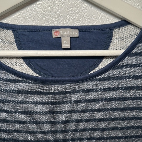 Talbots Navy Nautical Striped French Terry Casual Wear Dress Size Medium Petite - Picture 3 of 5